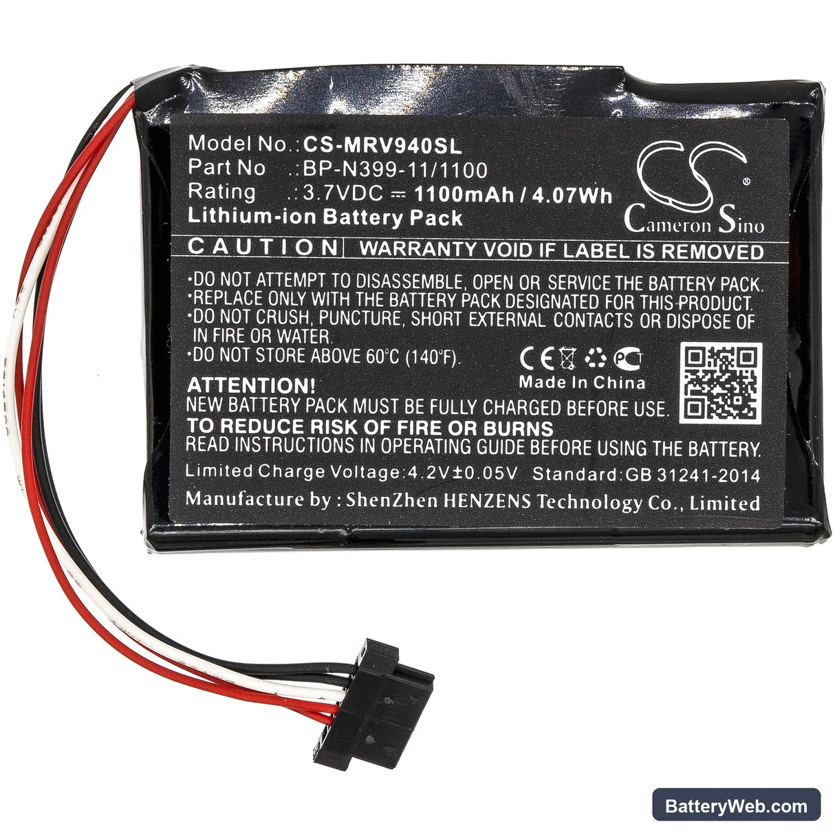 Magellan RoadMate RV 9490T-LMB Replacement Battery, 3.7V, 1100mAh, Li-ion 3