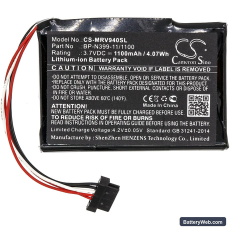 Magellan RoadMate RV 9490T-LMB Replacement Battery, 3.7V, 1100mAh, Li-ion 3