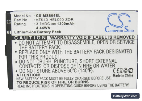 Gigabyte GSmart MS804 Replacement Battery, 3.7V, 1200mAh, Li-ion 5