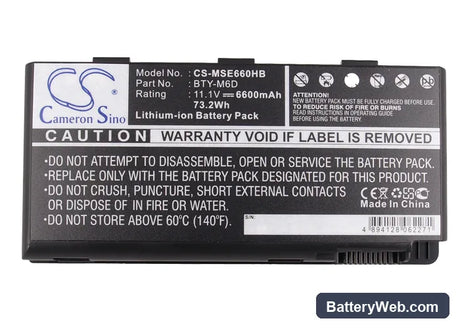 Medion Erazer X6813 Replacement Battery, 11.1V, 6600mAh, Li-ion 5