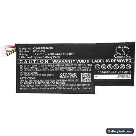 MSI GF63 8RC-005CN Replacement Battery, 11.4V, 4500mAh, Li-Polymer 3