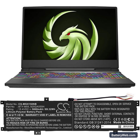MSI Alpha 15 A3DDK Replacement Battery, 15.4V, 5800mAh, Li-Polymer 5