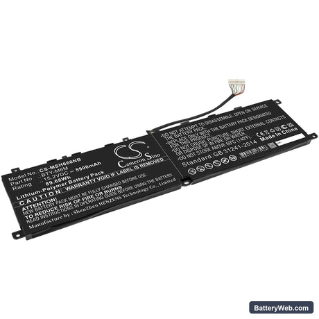 MSI Gs66 Stealth Replacement Battery, 15.2V, 5900mAh, Li-Polymer 1