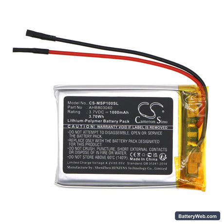 Monster PUCK Replacement Battery, 3.7V, 1000mAh, Li-Polymer 3