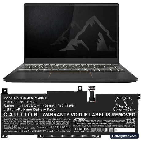 MSI GSP14 Replacement Battery, 11.4V, 4400mAh, Li-Polymer 5