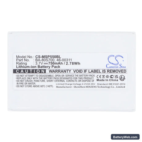Metrologic MS5500 Replacement Battery, 3.7V, 750mAh, Li-ion 5