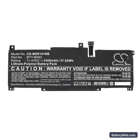 MSI Modern 14 B11MOU-861IN Replacement Battery, 11.4V, 3300mAh, Li-ion 3