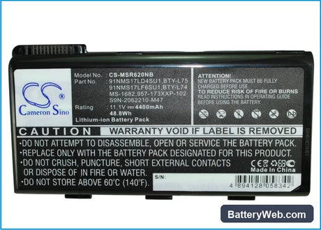 MSI A5000 Replacement Battery, 11.1V, 4400mAh, Li-ion 5