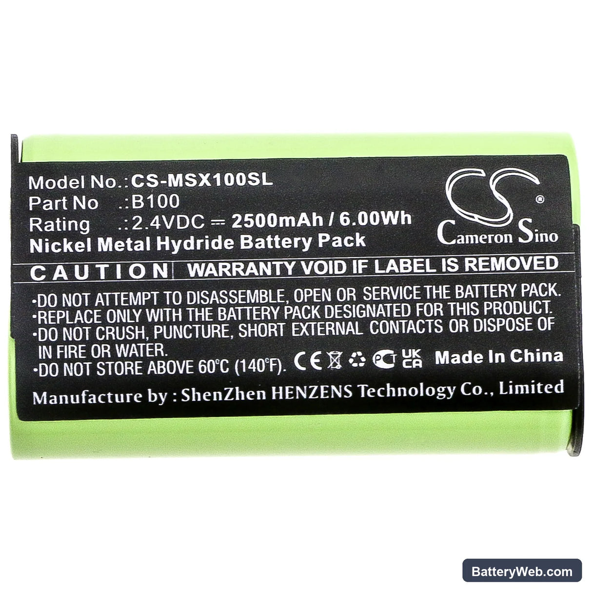 Microsoft Xbox One X Replacement Battery, 2.4V, 2500mAh, Ni-MH 5