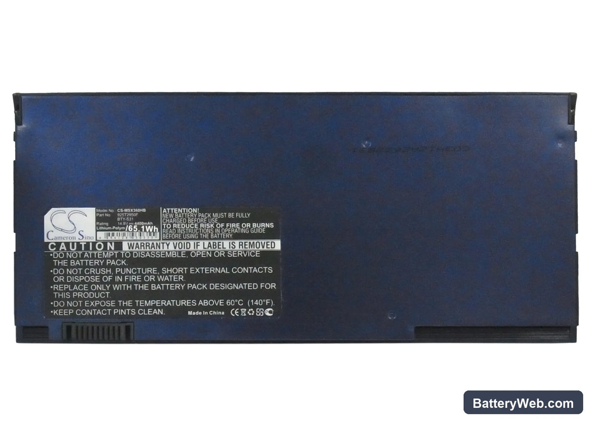 MSI X-Slim Replacement Battery, 14.8V, 4400mAh, Li-Polymer 5