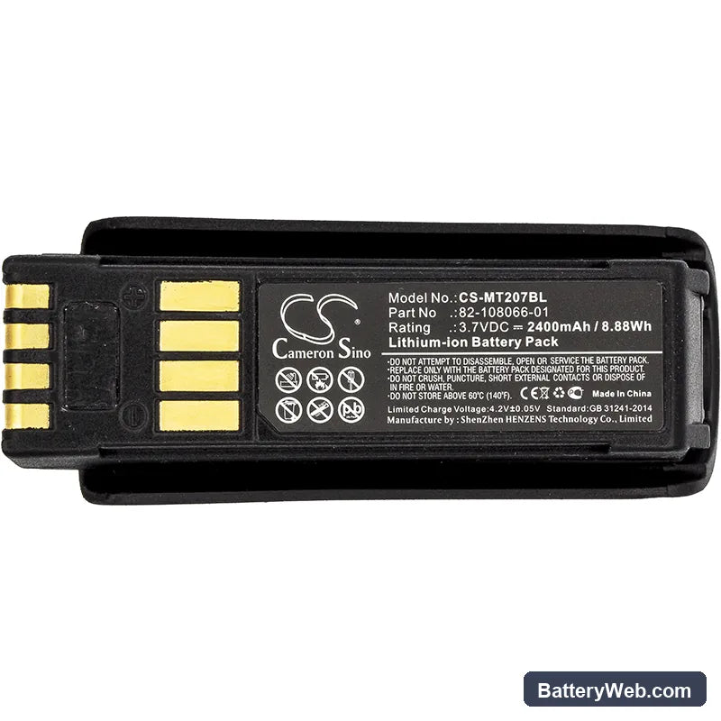 Zebra MT2000 Replacement Battery, 3.7V, 2400mAh, Li-ion 3