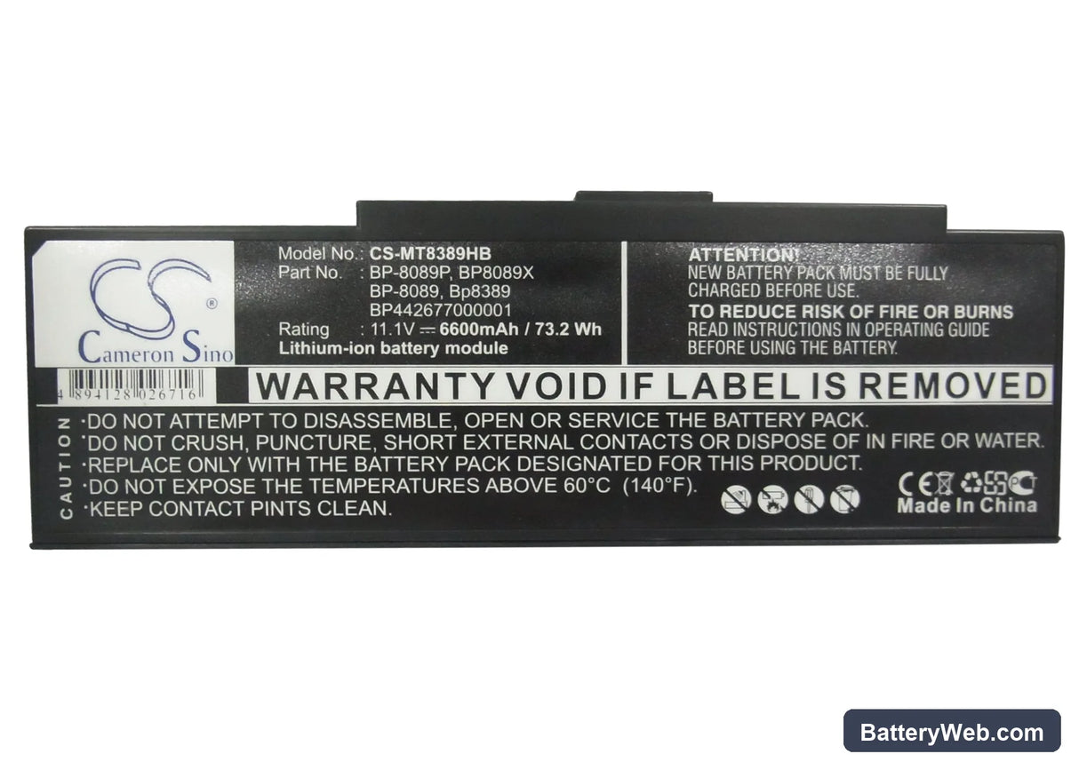 Mitac MiNote 8889 Replacement Battery, 11.1V, 6600mAh, Li-ion 5