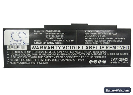 Mitac MiNote 8889 Replacement Battery, 11.1V, 6600mAh, Li-ion 5