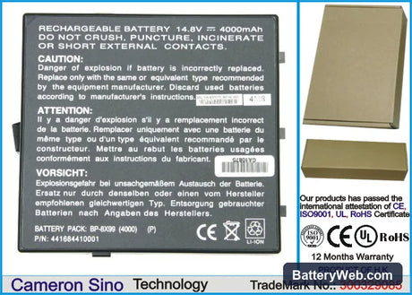 Mitac MiNote 8599 Replacement Battery, 14.8V, 4400mAh, Ni-CD 1