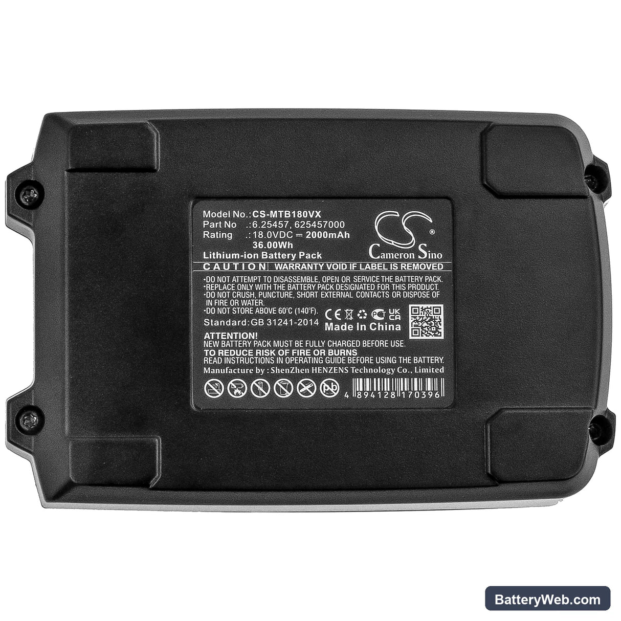 Collomix Xo 10 NC Replacement Battery, 18V, 2000mAh, Li-ion 5