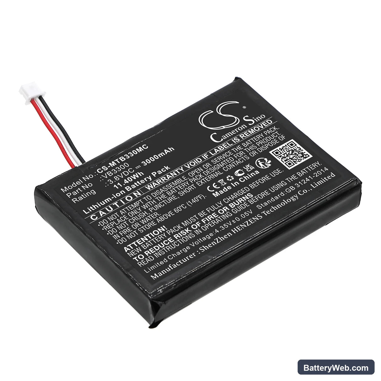 Motorola VB400 Replacement Battery, 3.8V, 3000mAh, Li-ion 1