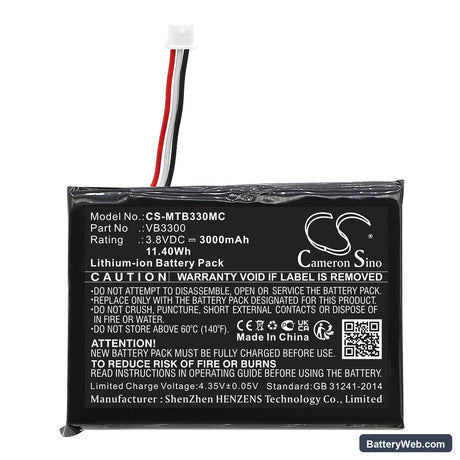 Motorola VB400 Replacement Battery, 3.8V, 3000mAh, Li-ion 3