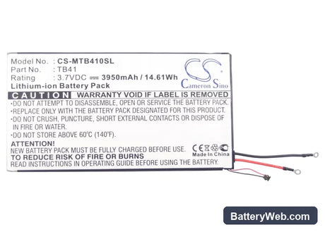 Motorola MZ609 Replacement Battery, 3.7V, 3950mAh, Li-Polymer 6