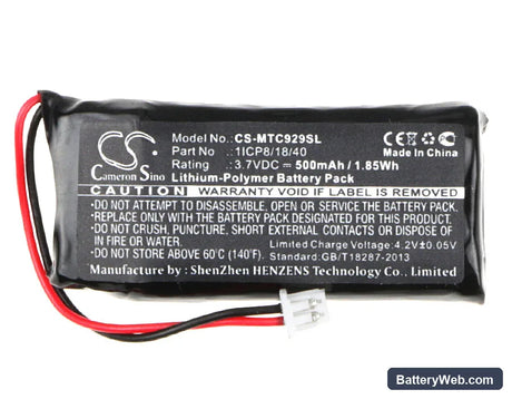 Midland BT City Replacement Battery, 3.7V, 500mAh, Li-Polymer 5