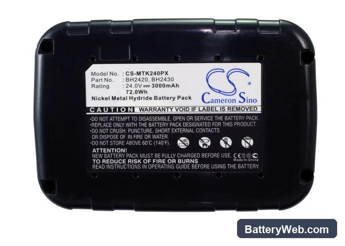 Makita BML240 Replacement Battery, 24V, 3000mAh, Ni-MH 1