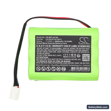 Megalite P-335 Replacement Battery, 7.2V, 3600mAh, Ni-MH 3