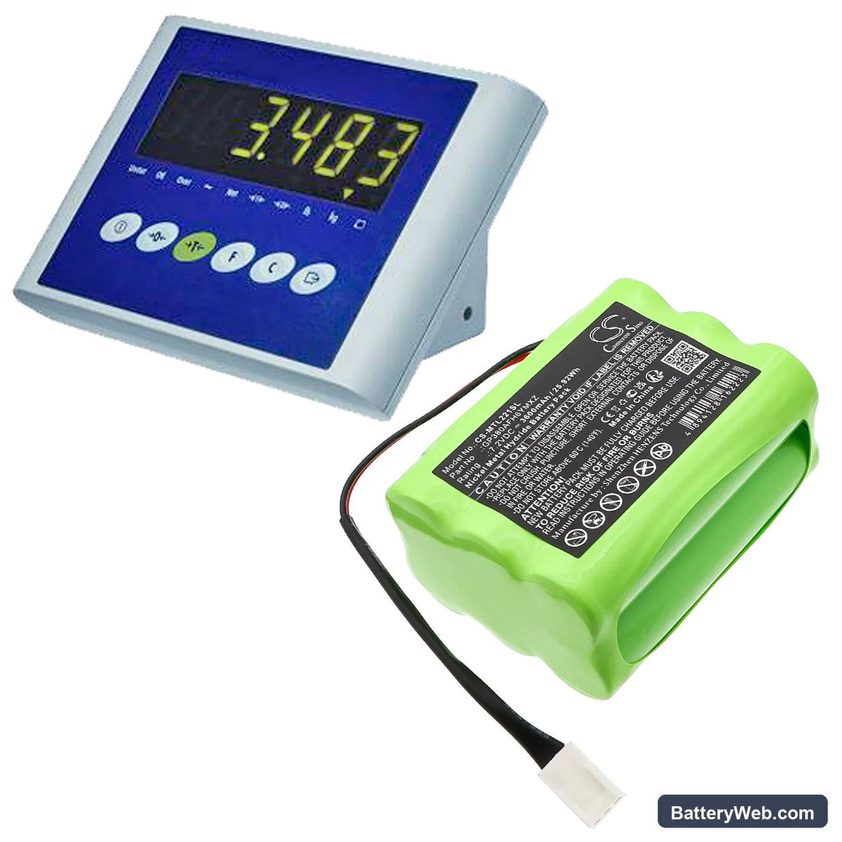 Megalite P-335 Replacement Battery, 7.2V, 3600mAh, Ni-MH 6