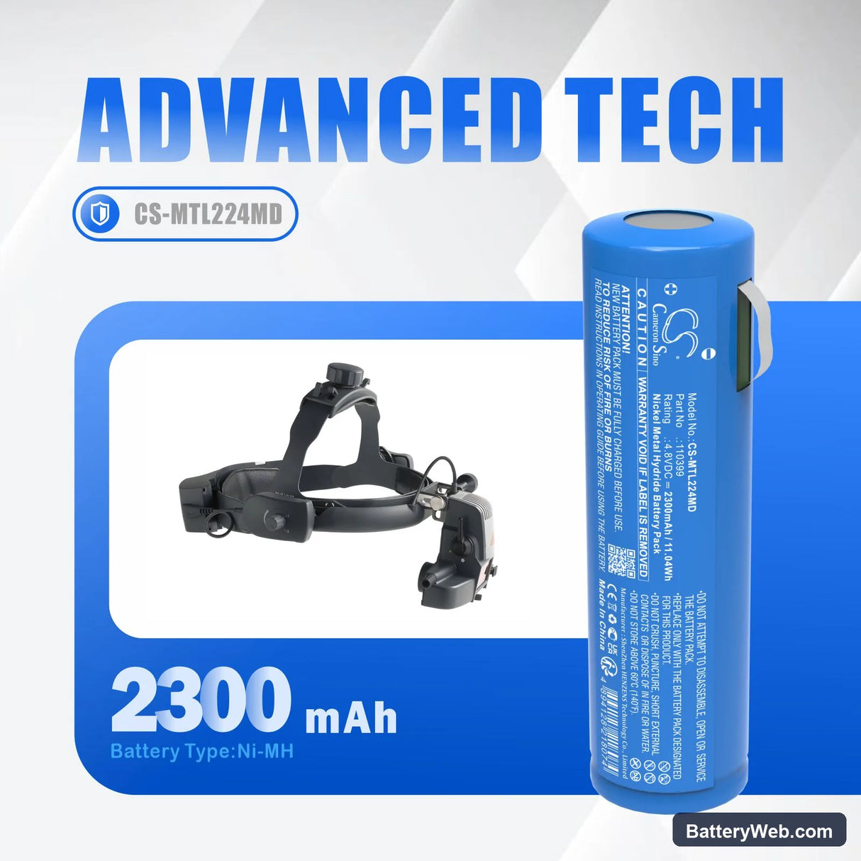 Mentor 22-4501 Replacement Battery, 4.8V, 2300mAh, Ni-MH 6