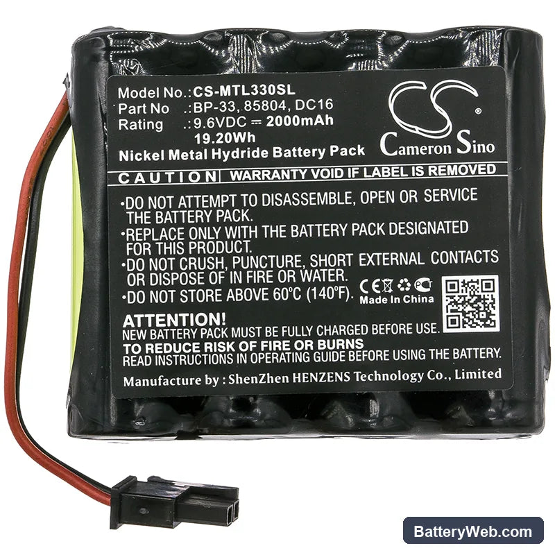 Martel BetaGauge 330 Replacement Battery, 9.6V, 2000mAh, Ni-MH 3