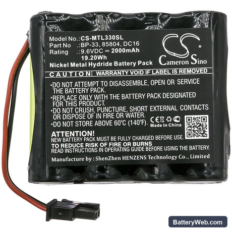 Martel BetaGauge 330 Replacement Battery, 9.6V, 2000mAh, Ni-MH 3