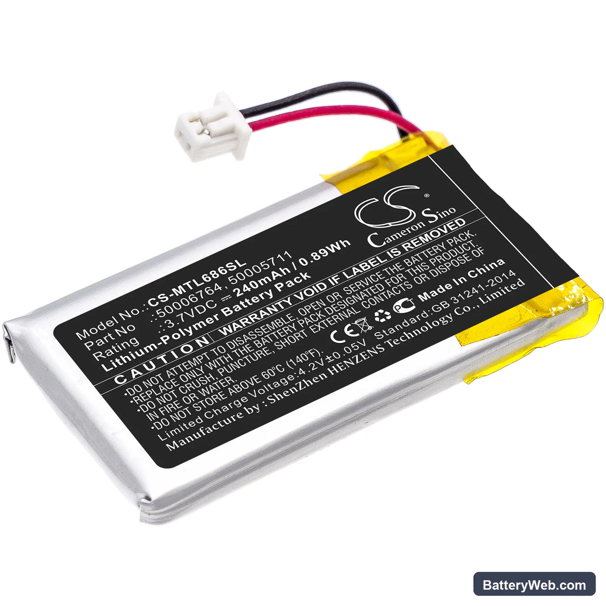Mitel 6865i Replacement Battery, 3.7V, 240mAh, Li-Polymer 1