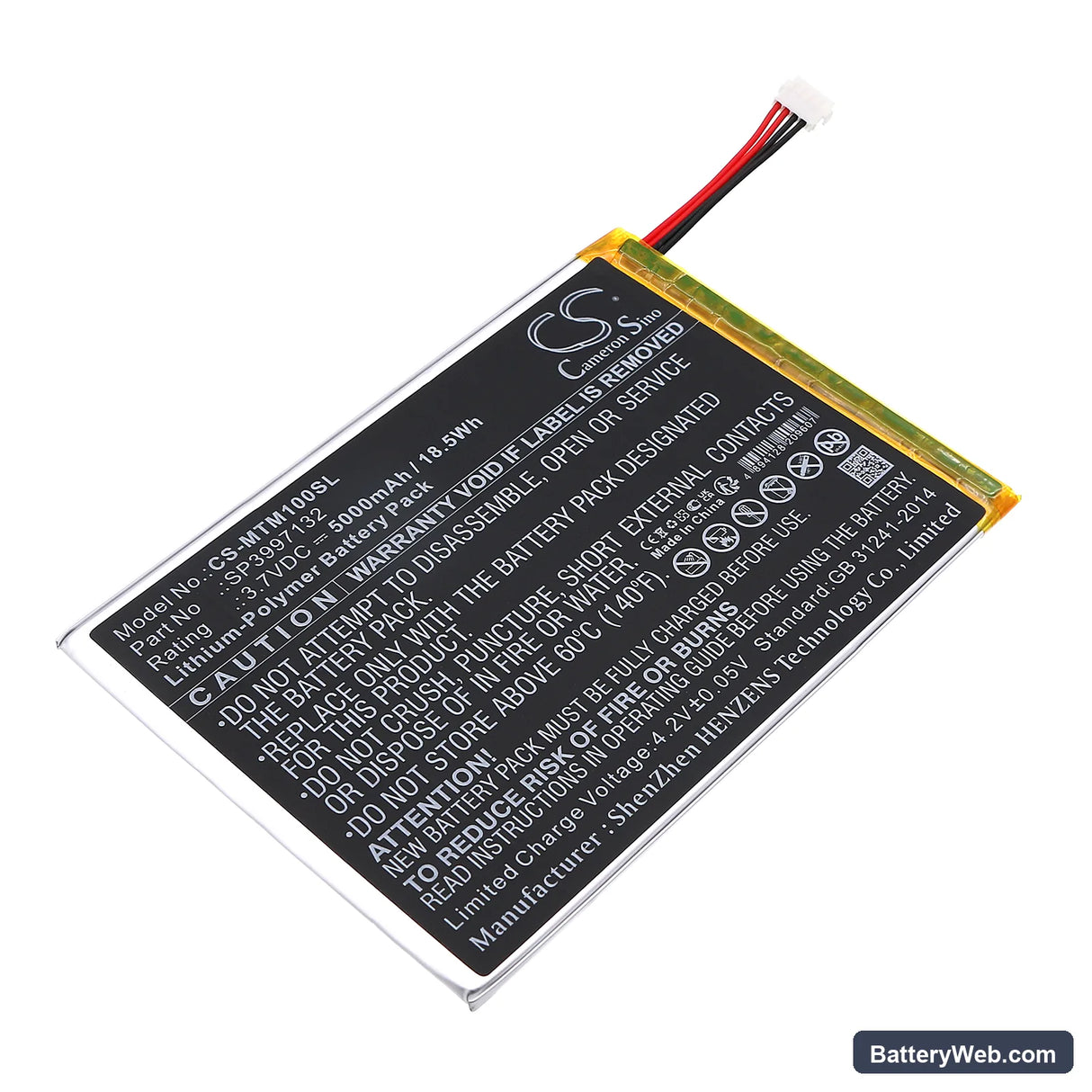 Micros mTablet Replacement Battery, 3.7V, 5000mAh, Li-Polymer 1