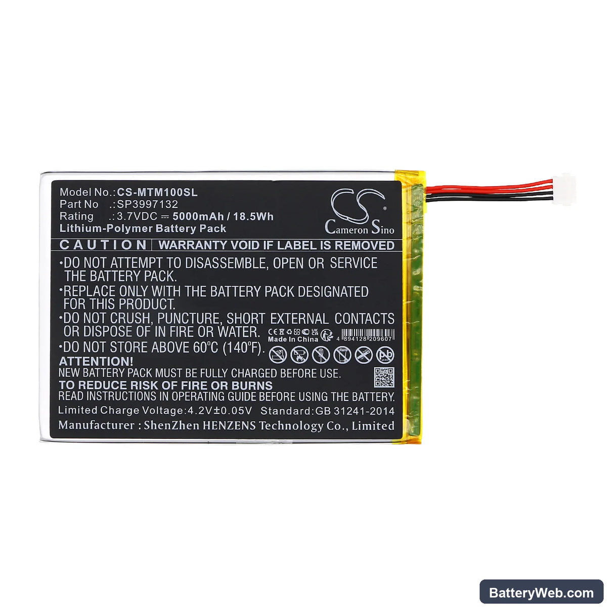 Micros mTablet Replacement Battery, 3.7V, 5000mAh, Li-Polymer 3