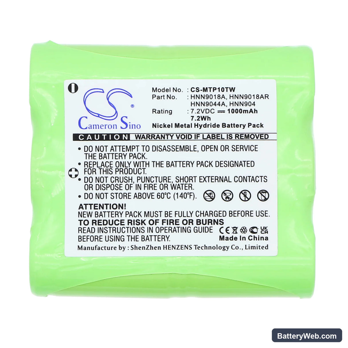 Motorola HT10 Replacement Battery, 7.2V, 1000mAh, Ni-MH 3