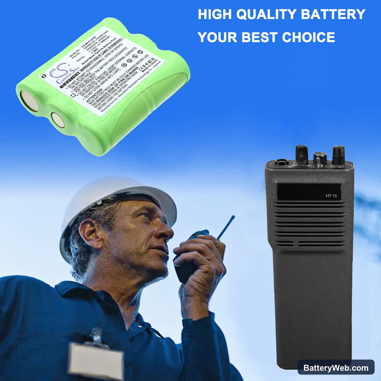 Motorola HT10 Replacement Battery, 7.2V, 1000mAh, Ni-MH 4