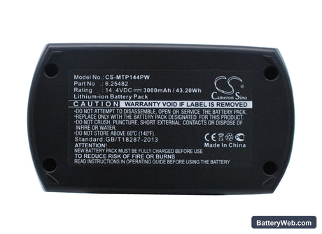 Metabo BSZ 14.4 Replacement Battery, 14.4V, 3000mAh, Li-ion 1