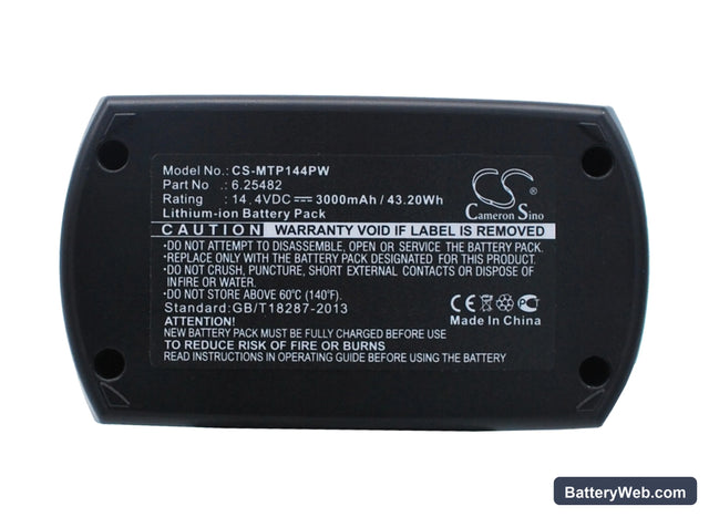 Metabo BSZ 14.4 Replacement Battery, 14.4V, 3000mAh, Li-ion 1