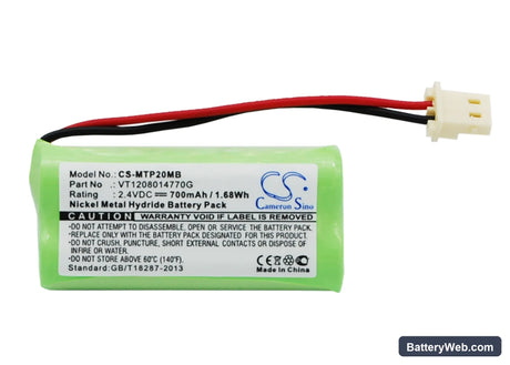 Motorola MBP20 Replacement Battery, 2.4V, 700mAh, Ni-MH 1