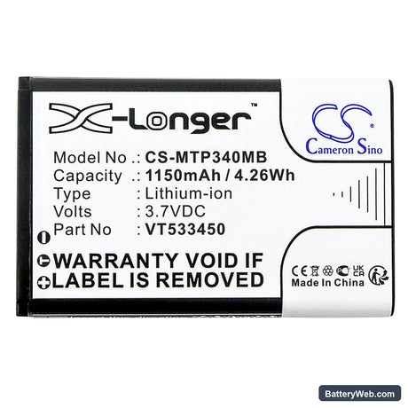 Motorola Ease 34 Replacement Battery, 3.7V, 1150mAh, Li-ion 3