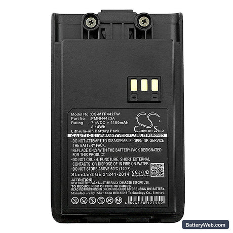 Motorola Mag One Q5 Replacement Battery, 7.4V, 1100mAh, Li-ion 5