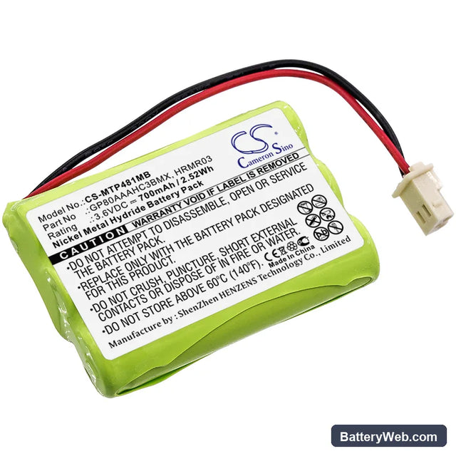 Version MBP33S Replacement Battery, 3.6V, 700mAh, Ni-MH 1