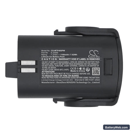 Metabo 6.25485 Replacement Battery, 7.2V, 1100mAh, Li-ion 5