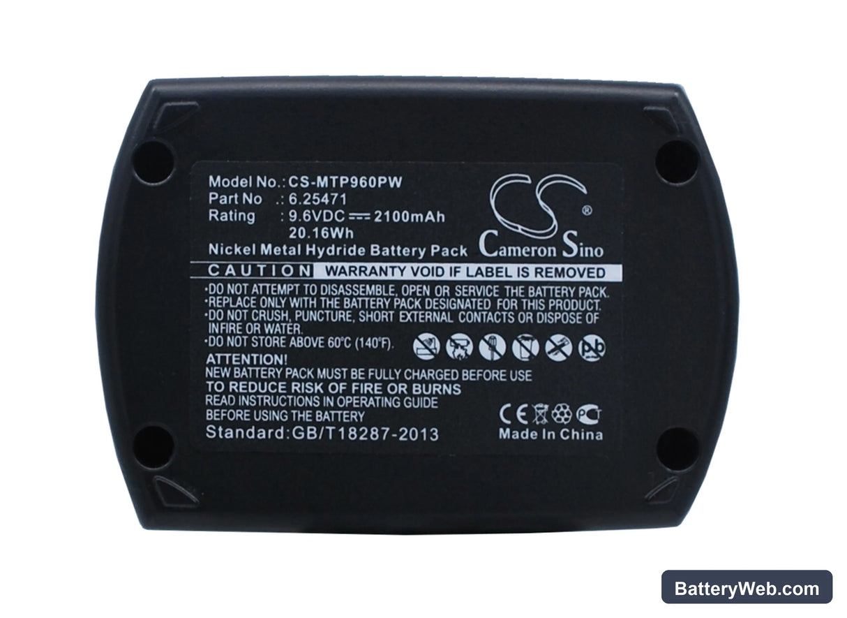Metabo BS 9.6 Replacement Battery, 9.6V, 2100mAh, Ni-MH 1