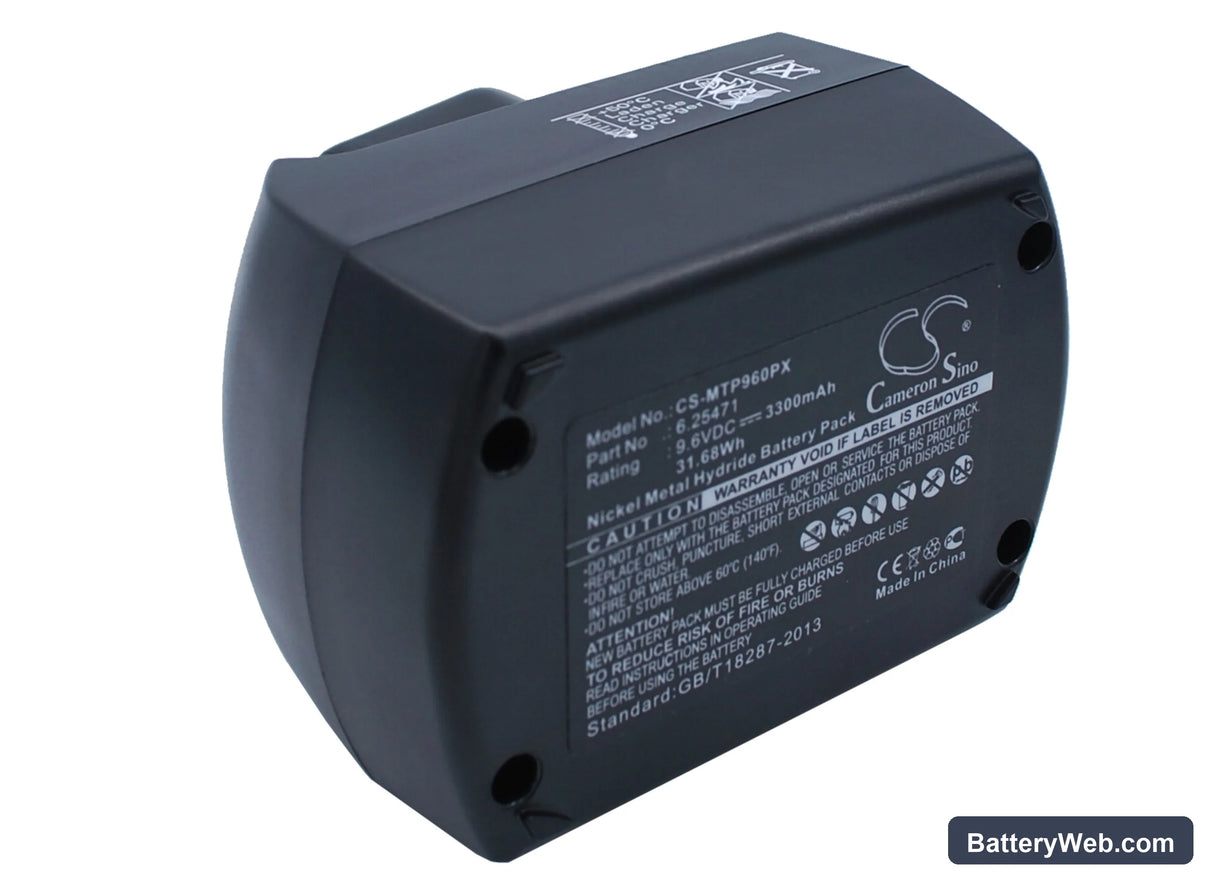 Metabo BS 9.6 Replacement Battery, 9.6V, 3300mAh, Ni-MH 2