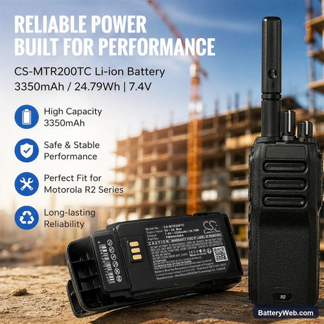 Motorola R2 Replacement Battery, 7.4V, 3350mAh, Li-ion 6
