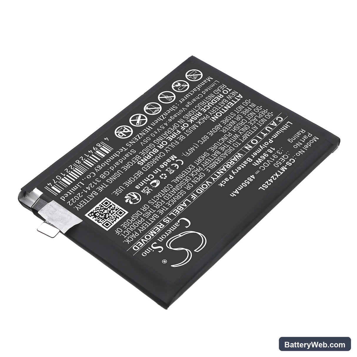 Motorola Moto G85 5G Replacement Battery, 3.91V, 4850mAh, Li-Polymer 2