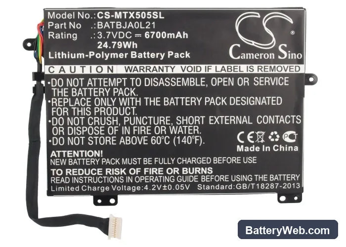 Motorola Xoom Family Edition Replacement Battery, 3.7V, 6700mAh, Li-Polymer 5