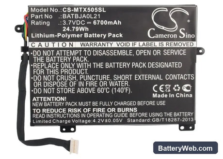 Motorola Xoom Family Edition Replacement Battery, 3.7V, 6700mAh, Li-Polymer 5