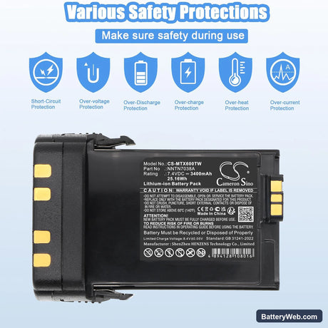 Motorola APX7000 Replacement Battery, 7.4V, 2500mAh, Li-ion 6