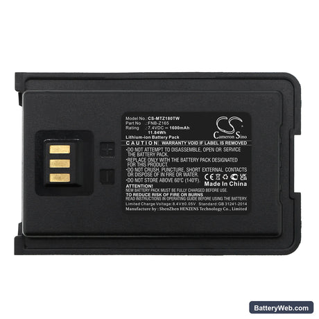 Motorola VZ-10 Replacement Battery, 7.4V, 1600mAh, Li-ion 5