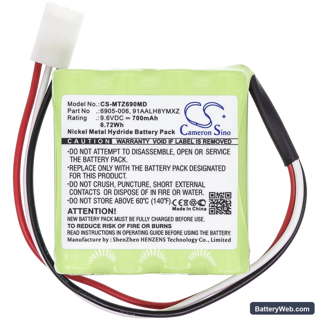 Morita DentaPort ZX Replacement Battery, 9.6V, 700mAh, Ni-MH 3